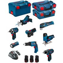 Kit 12V BMK8-28AD3 (gsr 12V-15+GTB 12V-11+GDR 12V-105+GWS 12V-76+GST 12V-70+GOP 12V-28+GSA 12V-14+GLI 12V-80+3 x 2,0Ah) - Bosch