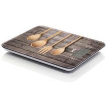Balanza electrónica, de cocina diseño madera cucharas 10 kg. - Madera cucharas