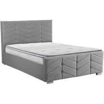 BOSCO - Lit coffre pour 2 personnes en velours gris 180x200 cm