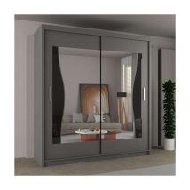 Boston Double Door Sliding Wardrobe - Grey 120cm