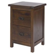 Boston Handcrafted Lacquered 2 Drawer Petite Bedside Cabinet - Pine - 36 x 32 x 53 cm - Dark Brown