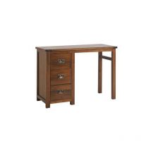 Boston Single Pedestal Dressing Table - Pine - 100 x 40 x 75 cm - Dark Brown