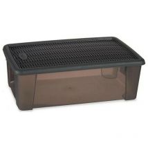 Stefanplast - Boîte avec couvercle Elegance Grey Plastic (19,5 x 11,5 x 33 cm)