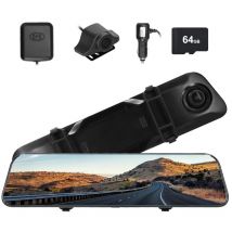 Ousudela - lifcausal Caméra Miroir 12 Pouces 4K Écran Tactile Intégral Double Caméras Avant/Arrière, WiFi/GPS Intégrés, Carte 64 Go Vision