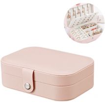 Bote à bijoux - Bote à bijoux de voyage portable, petit organisateur de bijoux à deux couches, étui de rangement en cuir synthétique pour bague,