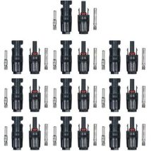 Ocxin - 10 Paires / 20 Paires De Connecteurs De Cable De Panneau Solaire Male/femelle Pour Systeme Pv, 10 Paires Sans Cle