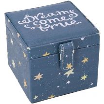 Boîte à bijoux simili cuir bleu étoiles carré cm10x10,5h9,5