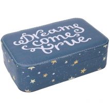 Boîte à bijoux rectangulaire en simili cuir étoile bleue cm22x14,5h6,5