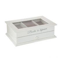 Boîte à Bijoux Vitrée 1 Tiroir 'Charme' 25cm Blanc