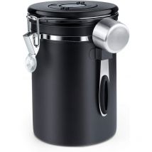 Einemgeld - Boîte à café Hermétique - Boîte à café Grain avec Valve de CO2 - avec Cuillère à Mesurer - 1,8 l (Noir)