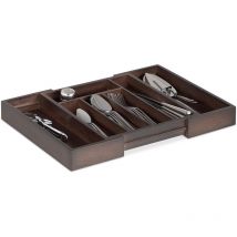 Boîte à Couverts Tiroir, Extensible, Largeur Variable, 5-7 Casiers, Organiseur Bambou, hlp 5x48x33,5cm, Marron - Relaxdays