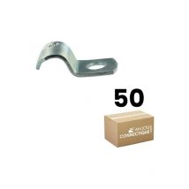 Boîte de 50 attaches métalliques perforées Ø26 pour câble, gaine icta, fourreaux, cuivre, tuyau flexible et rigide RAM