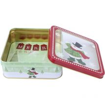 Boîte de Cadeau de Fer-Blanc de Noël Bonbons Biscuits Boîte de Conteneur de Bonbons Carré Décoration de Noël Boîte-Cadeau en Étain Boîte de