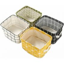 Boîte de Rangement Pliable Lin Tissu Bureau Rangé Stockage, Lot de 4 paniers de Rangement carrés Pliables pour étagères et Jouets, Ensoleillé