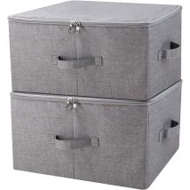 Boîte de rangement pliante avec couvercle à fermeture à glissière et poignées, Panier de rangement avec tissu en lin, séparateurs amovibles pour