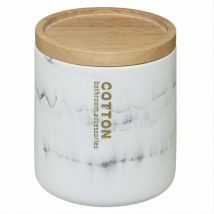 Boîte de Rangement Salle de Bain Rond pour coton - Motif Marbre - silumen