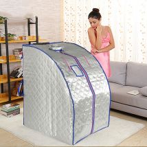 Boîte de sauna portable infrarouge - Spa à Domicile pour une Personne - Idéal pour la Désintoxication et la Perte de Poids - Argent