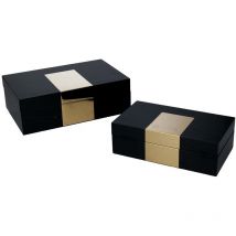 Boîte en bois rectangulaire noire 1-2 cm31x20h10