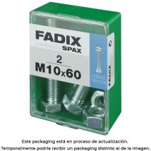 Fadix - Boîte M 2 Unités. Vis Metrique Cab Hexagonale + Ecrou Zinc M10x60mm