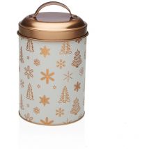 Bote metalico navideño con tapa