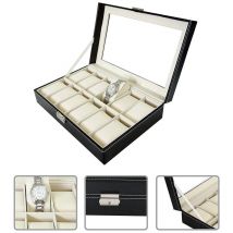 Boîte à montre boîtier rangement bijoux 12 montres coffre pour montres NEUF