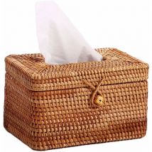 Gotrays - Boîte à mouchoirs en rotin faite à la main, conteneur de stockage de serviettes, distributeur de papier hygiénique de bureau pour le bureau