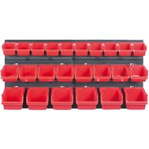 Kistenberg - tablica warsztatowa z kuwetami czarna 80x40cm 2szt + 24 pojemników ntbnp2 czerwona