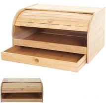 HW - Boîte à Pain en Bambou C-B80, couvercle coulissant - 17x40x28cm, sans tiroir