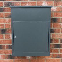 Boîte à Parcels Colis Sécurisée Livraison Colissimo Large Boîte aux Lettres 58 cm Hauteur Grise MonsterShop [5 Clés gratuites]...