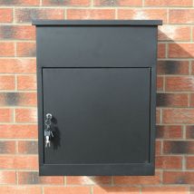 Monster-shop - Boîte à Parcels Colis Sécurisée Livraison Colissimo Large Boîte aux Lettres 58 cm Hauteur Noire
