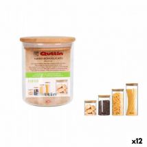 Quttin - Bote vidrio de borosilicato bambú silicona 500 ml 9,5 x 9,5 x 11,5 cm (12 unidades) (9,5 x 11 cm)