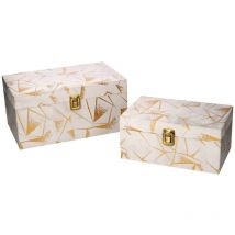 Boîte rectangulaire en bois 1-2 décorations dorées cm30x18,5h15