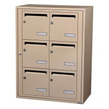 Boîtes aux lettres collectives intérieures - 6 cases - fixation murale - Gris clair ral 7035 Leabox