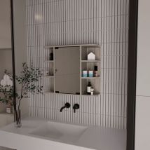 Tuhome Concept - Botiquin Milan en melamina con espejo incluido y estantes - Ceniza
