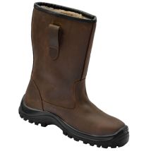 Botte De Sécurité Fourrée S3 Src Wru Fo Marron/noir P41 – Cuir Fleur Résistant À L'Eau – Coque Acier 200j – Semelle Anti-perforation Textile - 