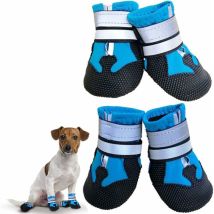Bottes Chien, 4pcs Chaussures Chien Imperméable avec Sangles Antidérapante Réfléchissante, Bottes de Protection pour Chien pour Chiot Petits Moyens