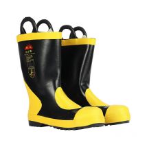Bottes hautes de sauvetage d'urgence,Bottes de sécurité,isolation résistante à la chaleur, bottes de protection incendie en caoutchouc