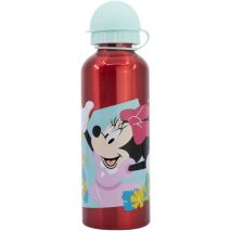 Borraccia in Alluminio per Bambini con Grafica Disney Minnie da 530 ml, con coperchio di sicurezza, beccuccio, lavabile e riutilizzabile