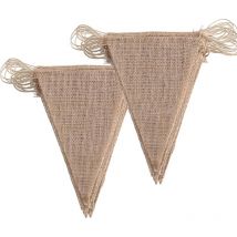 Chaînes de fanions en lin 3M, fanions rustiques 13 pcs, fanions de Hesse pour la décoration de mariage