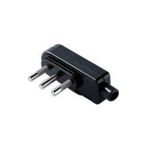 Bouchon italien Plate 2P+T 10A SPA11 Noir Sortie de câble à 90°