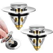 Ousudela - Bouchon Lavabo Universel Bonde de Lavabo Acier Inoxydable Popup avec 2 Joints pour 34 et 38 mm Bouchon evier 2PCS