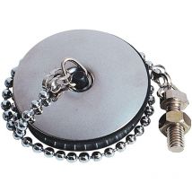 Bouchon pour évier Ø52mm avec enjoliveur et Chaînette L.300mm - borne d'attache Ø5x50mm - Wirquin Pro