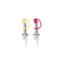 Tescoma - Bec verseur Presto pour bouteilles de taille standard en acier inoxydable et plastique rouge et jaune (2 pièces)