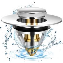Bouchons d'évier en acier inoxydable - Lot de 2 - 32 mm et 38 mm
