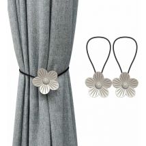 Boucle de Rideau, 2 Pièces Magnétique Corde de Rideau, Embrasses de Rideaux, Bretelles pour Rideaux, Fleurs en Métal, pour Rideaux de Chambre à