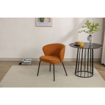 Boucle Fabric Wing back Armchair Accent Chair Dining Chair with Black Powder Coating Metal Leg, Orange
