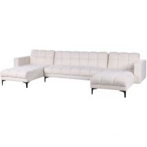 Beliani - Boucle Tufted 5 Seater U-Shaped Sofa Reclining 3 Position Backrest Click-Clack White Alnes