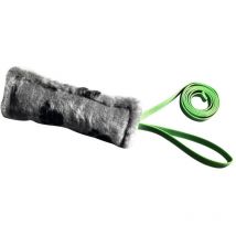 Boudin de Motivation Effet Peluche avec Poignée Ergonomique - 26 x 8 cm - Gris / Vert - Accessoire Idéal pour Entraînement Canin - Abc Sport Klin