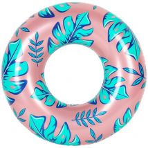 Bouée Gonflable Ronde xxl pour Piscine & Plage Ultra Confort, Flotteur Deluxe - Plantes Tropicales ø108cm