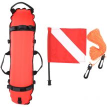 Bouée Torpille Gonflable pour Plongée Libre - FB-8520 - Signalisation de Sécurité avec Drapeau - Équipement de Chasse Sous-Marine - Flotteur de